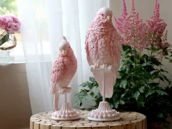 Vintage Dekofigur Papagei auf Ständer in Himbeere klein