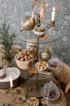 Vintage Etagere Claire Glasböden Antik-Messing 82 cm