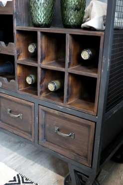 Vintage Hausbar Barwagen Barschrank Old Barn Industrial auf Rädern