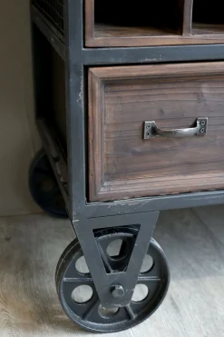 Vintage Hausbar Barwagen Barschrank Old Barn Industrial auf Rädern