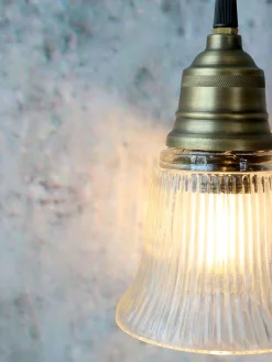 Vintage Hängelampe Jardin Glas Messingfassung Modell 2 Klarglas