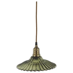 Vintage Hängelampe Jardin Glas Messingfassung Modell 3 Grün