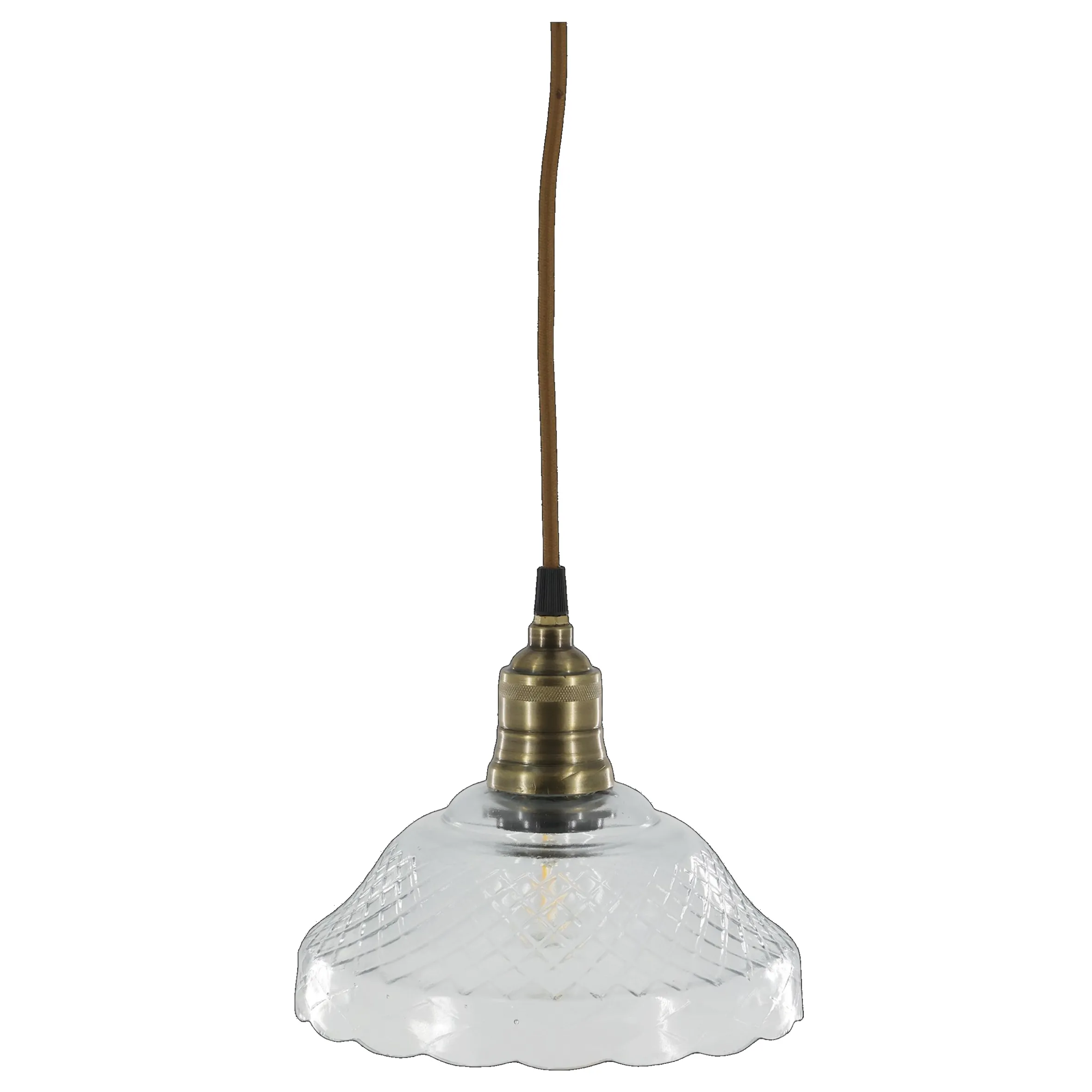 Vintage Hängelampe Jardin Glas Messingfassung Modell 6 Klarglas