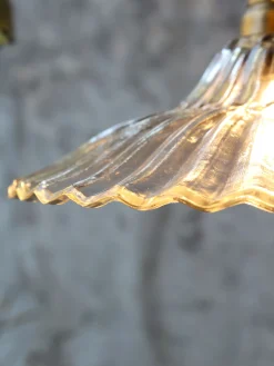 Vintage Hängelampe Jardin Glas Messingfassung Modell 4 Klarglas