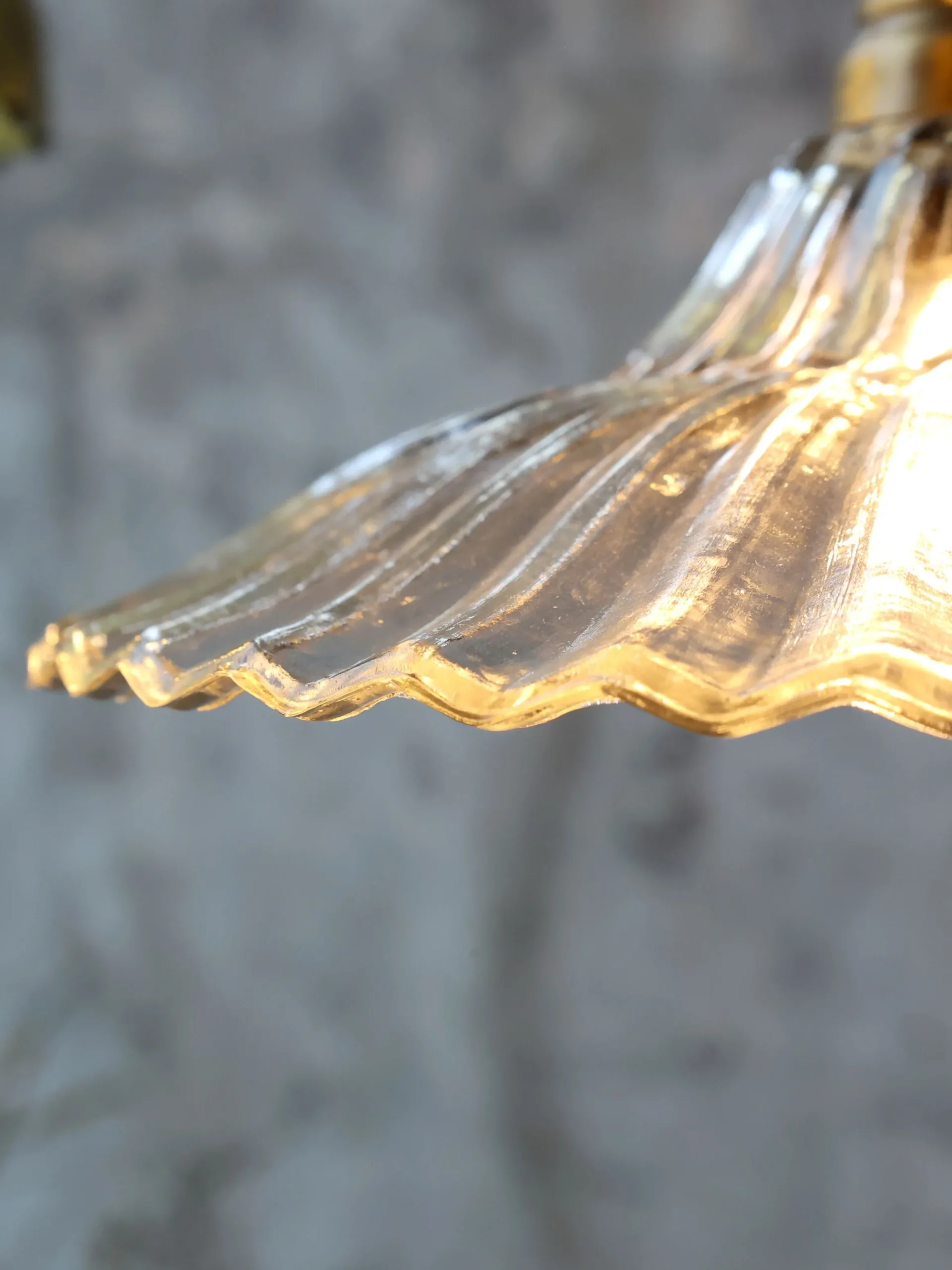 Vintage Hängelampe Jardin Glas Messingfassung Modell 4 Klarglas