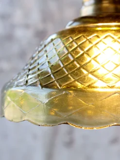 Vintage Hängelampe Jardin Glas Messingfassung Modell 5 Grün