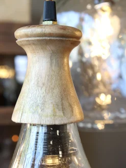 Vintage Hängelampe Maison De Campagne Glas Mangoholz Tropfen