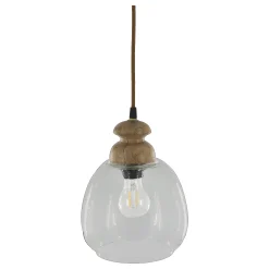 Vintage Hängelampe Maison De Campagne Glas Mangoholz Rund