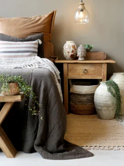 Vintage Hängelampe Maison De Campagne Glas Mangoholz Rund