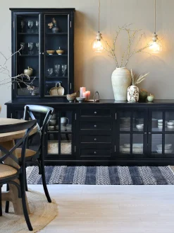 Vintage Hängelampe Maison De Campagne Glas Mangoholz Rund