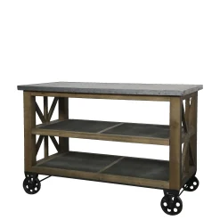 Vintage Kücheninsel Anrichte Gaspard Holz Zinkplatte