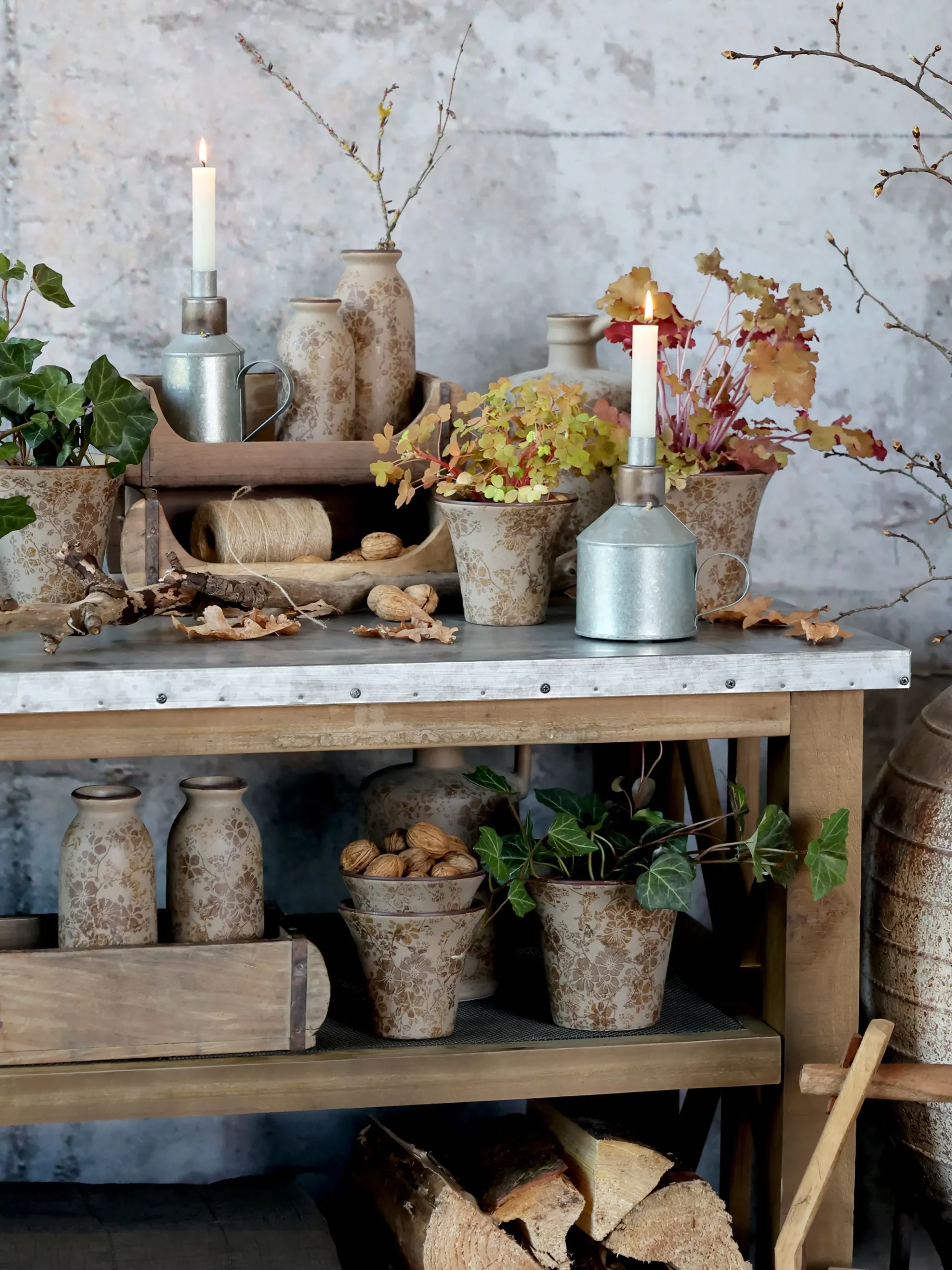 Vintage Kücheninsel Anrichte Gaspard Holz Zinkplatte