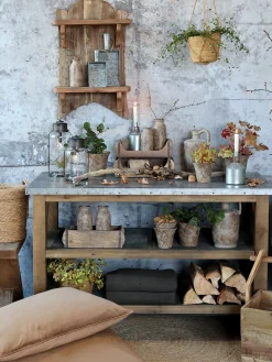 Vintage Kücheninsel Anrichte Gaspard Holz Zinkplatte