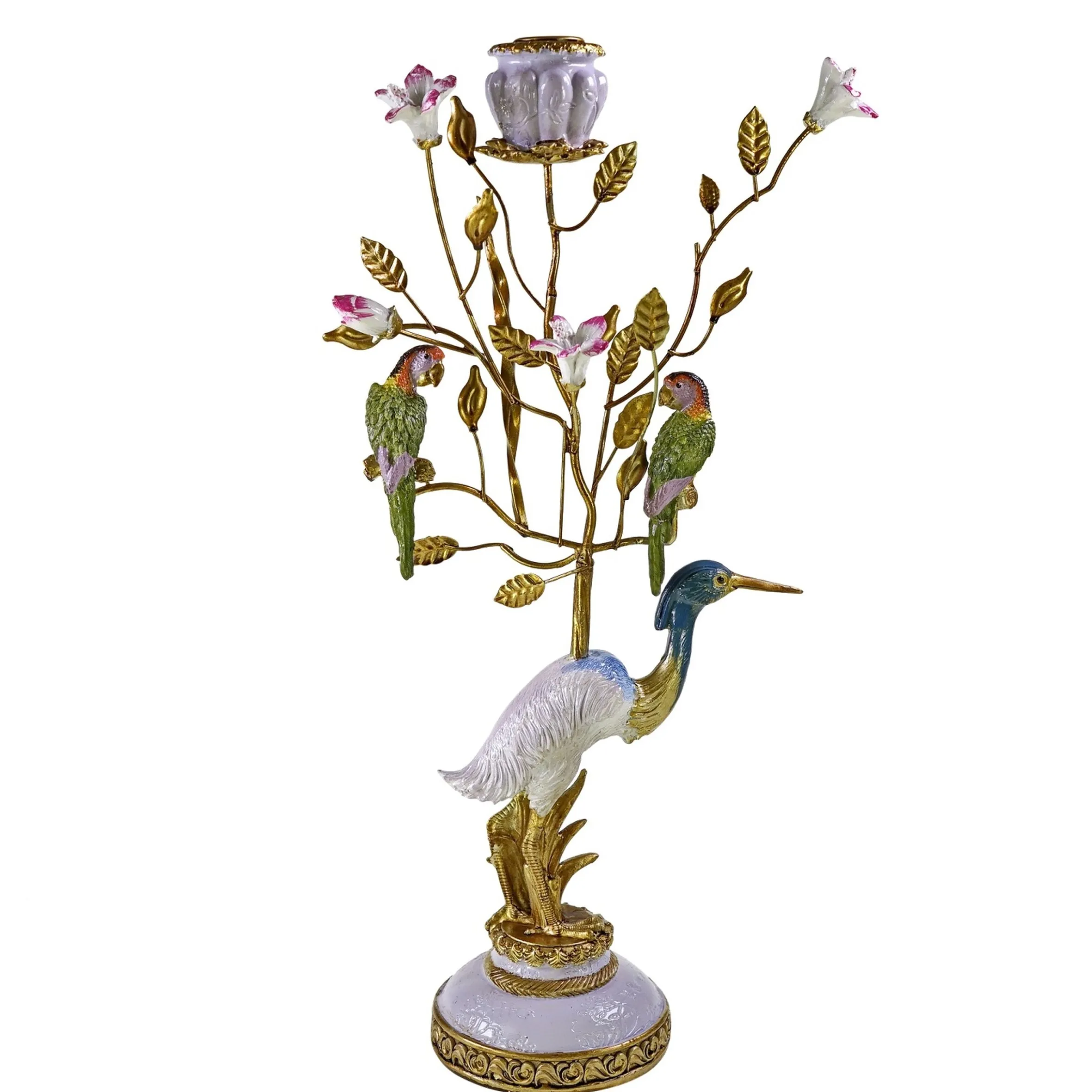 Vintage Kerzenständer Kerzenleuchter Reiher Papageien