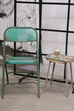 Vintage Klappstuhl Easy Balkonstuhl Esszimmerstuhl Aquablau