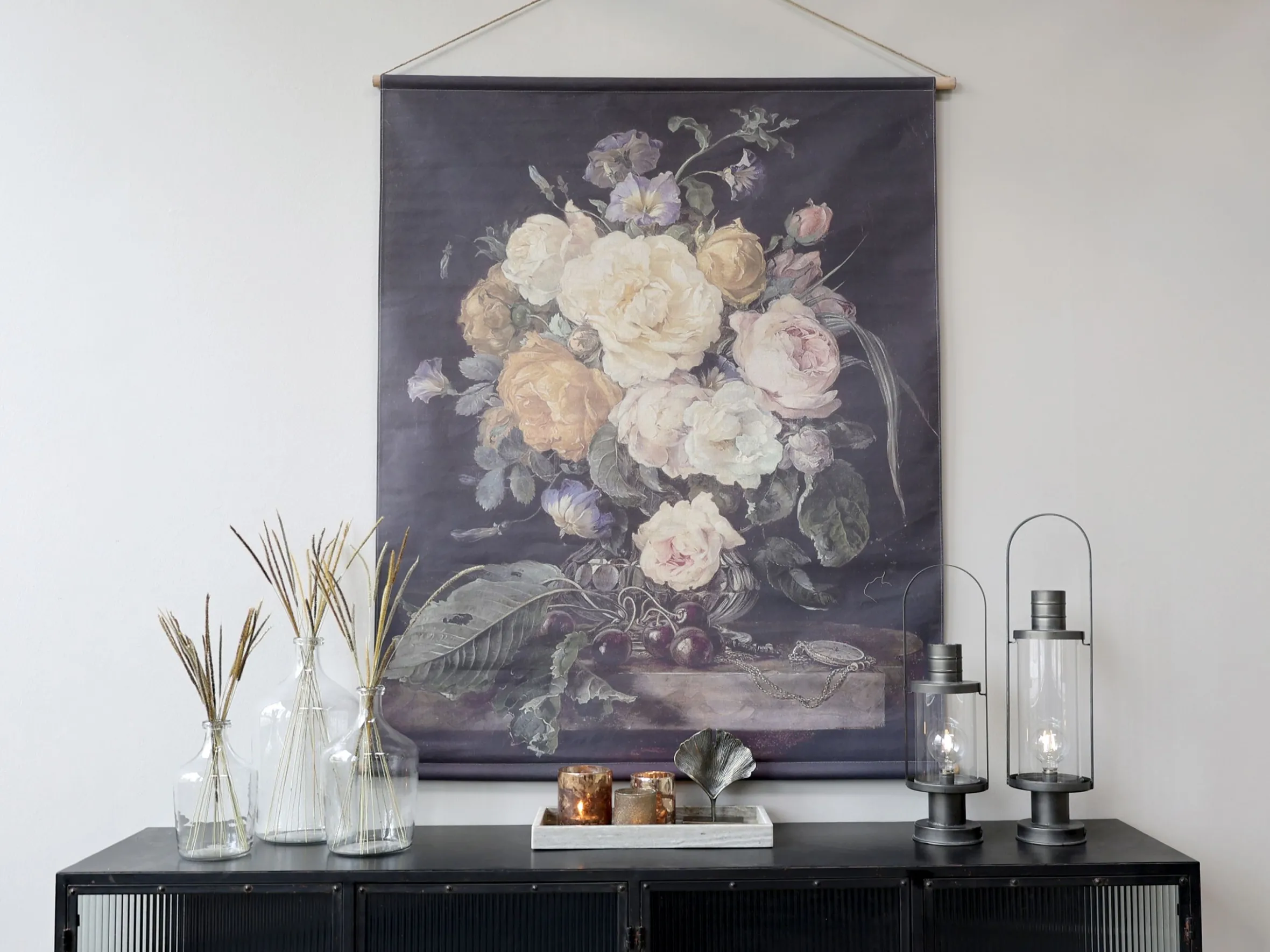 Vintage Leinwandbild Nelkenstrauß Französischer Blumendruck 150/120