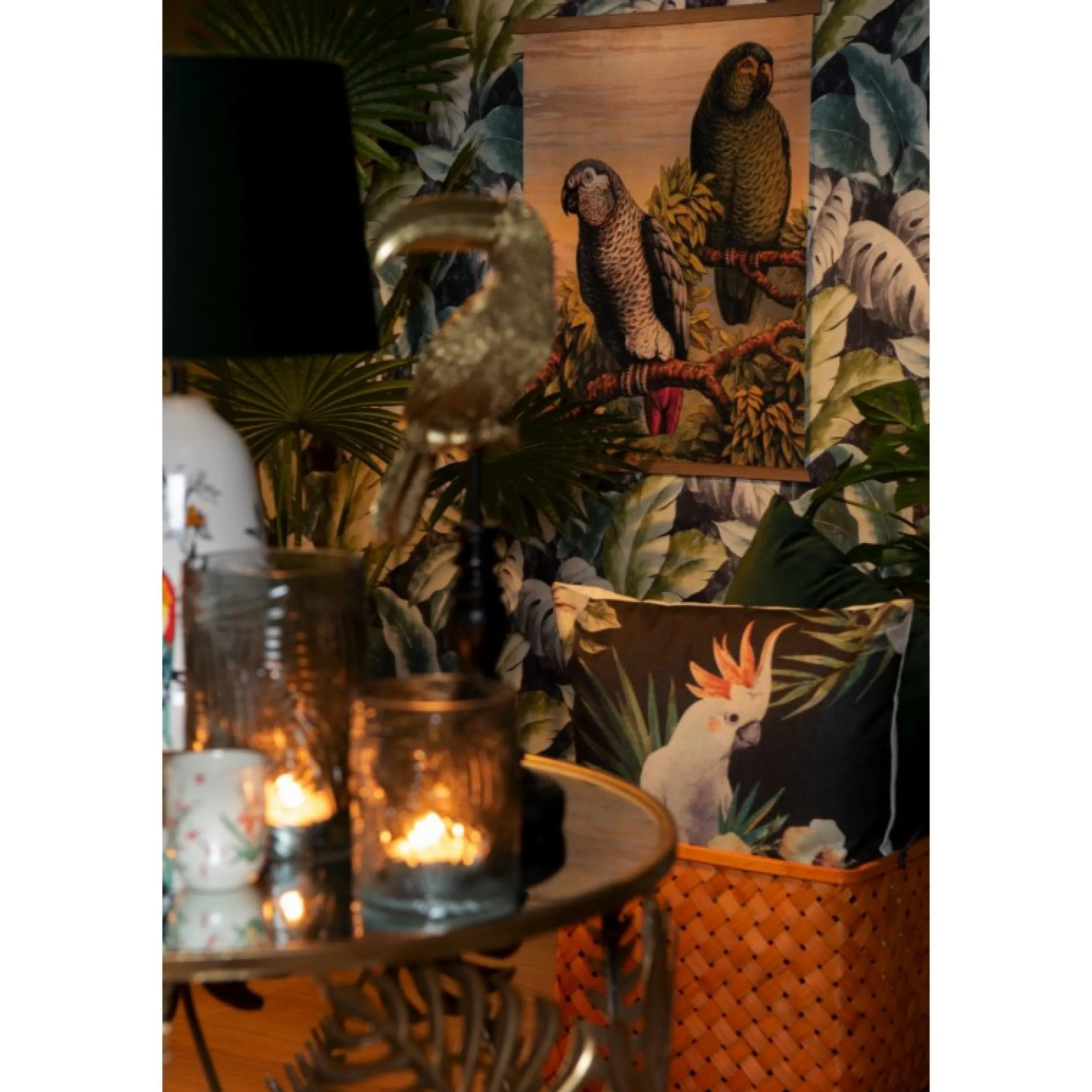 Vintage Leinwandbild Papageien Faunadruck 65/50 cm