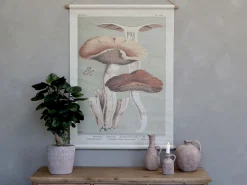 Vintage Leinwandbild Pilze Französischer Floradruck 97/76 cm