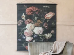 Vintage Leinwandbild Rosen & Nelken Französischer Blumendruck 150/120