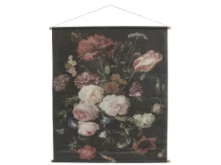 Vintage Leinwandbild Rosen & Nelken Französischer Blumendruck 150/120