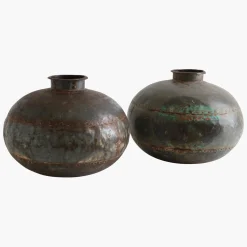 Vintage Metall Vase Antik Deko Vase Nieten