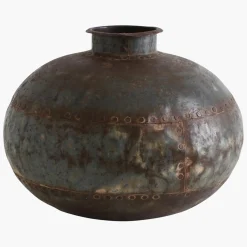 Vintage Metall Vase Antik Deko Vase Nieten