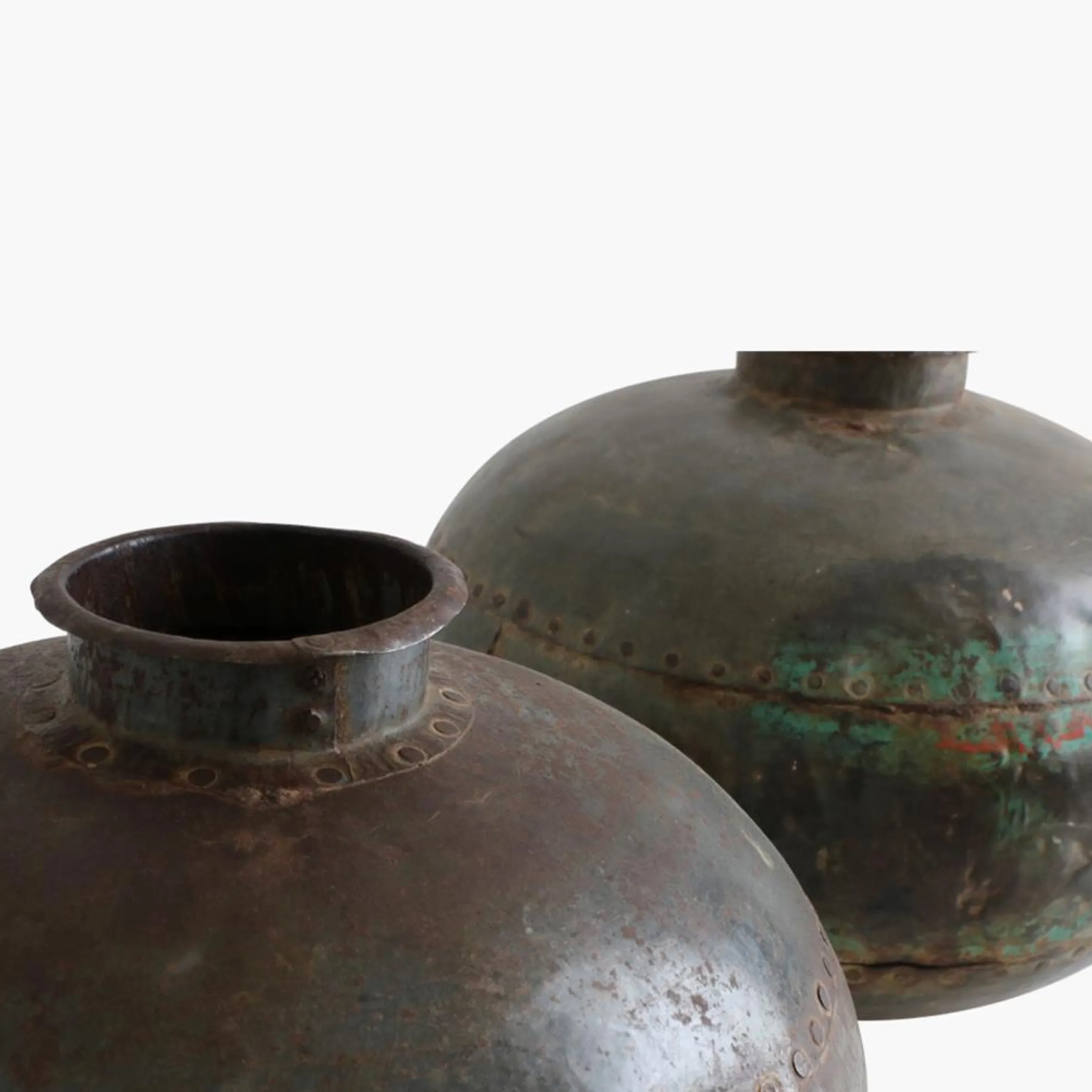 Vintage Metall Vase Antik Deko Vase Nieten