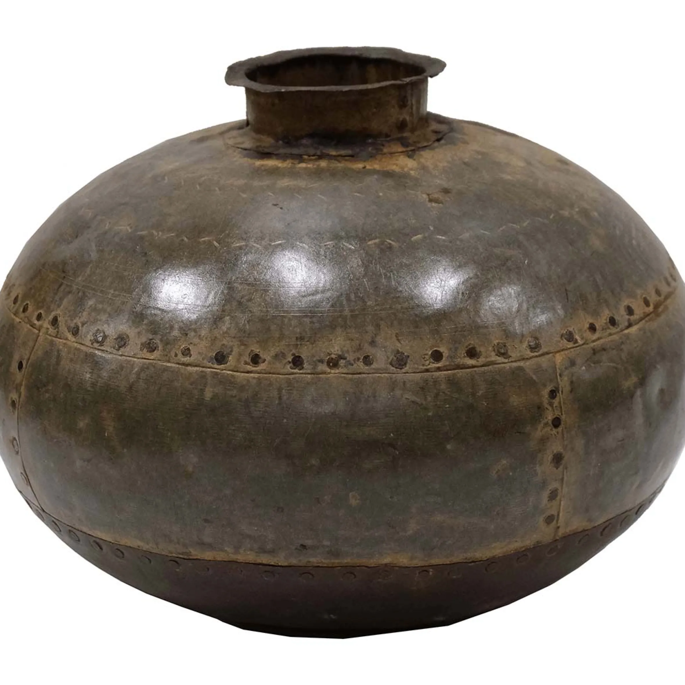 Vintage Metall Vase Antik Deko Vase Nieten