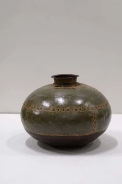 Vintage Metall Vase Antik Deko Vase Nieten