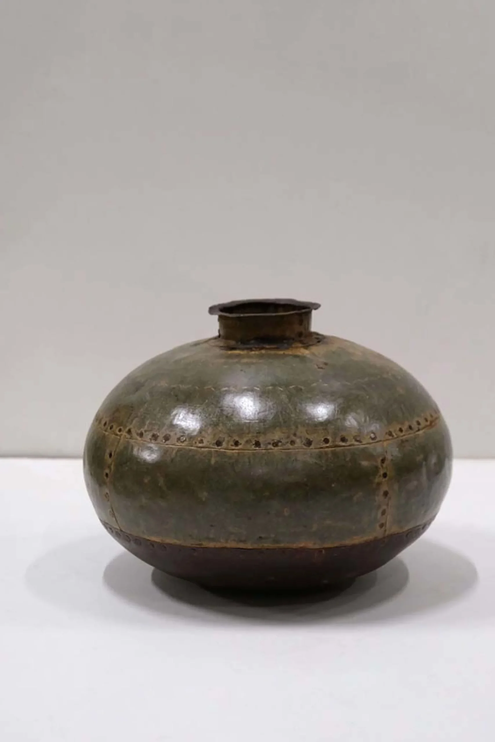 Vintage Metall Vase Antik Deko Vase Nieten