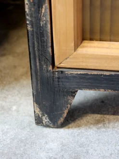 Vintage Vitrine Mathéo Holz Metall geripptes Glas