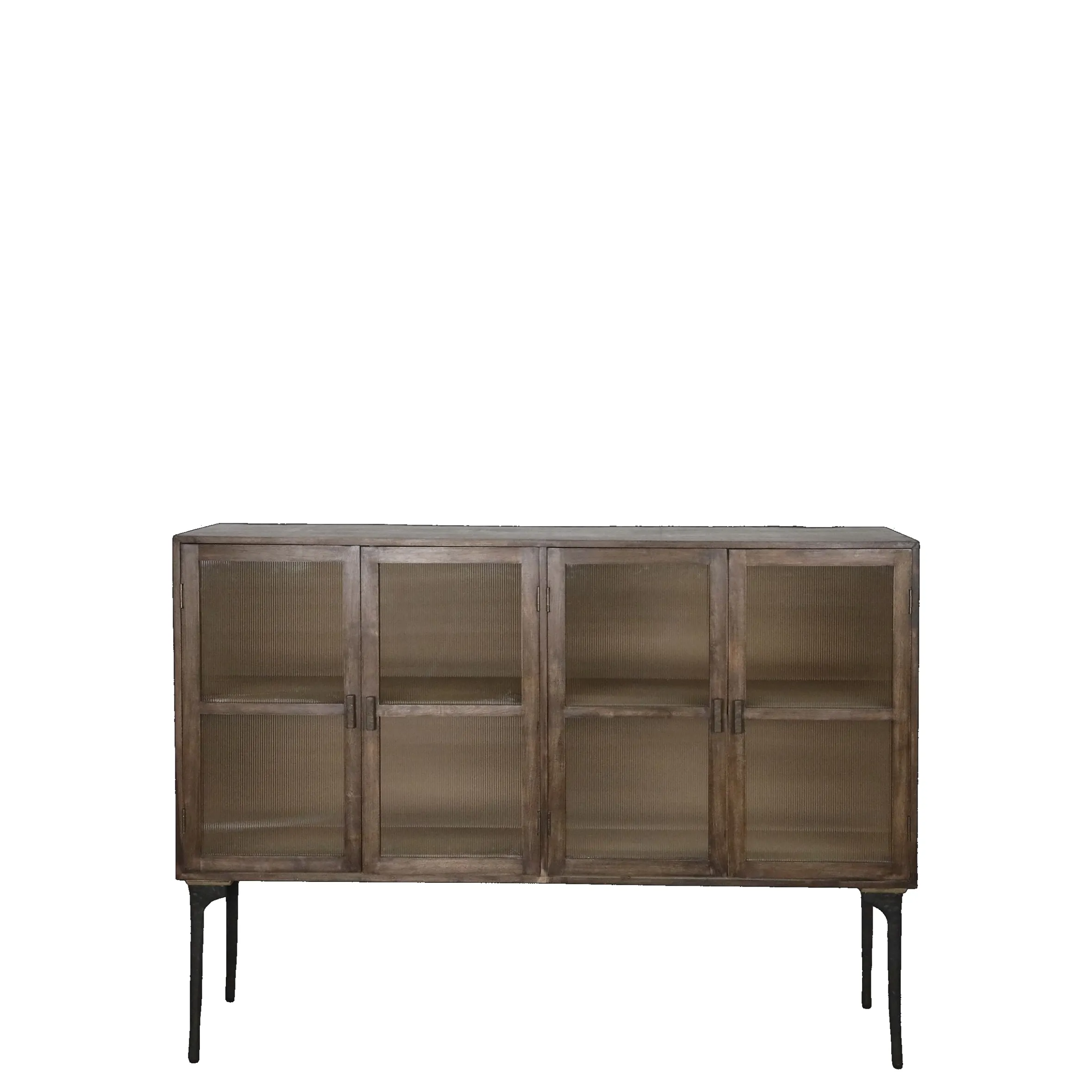 Vintage Vitrine Sideboard Antoine Holz Metall gerippte Front