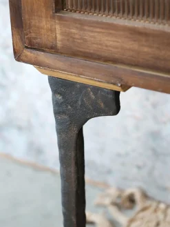 Vintage Vitrine Sideboard Antoine Holz Metall gerippte Front