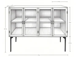 Vintage Vitrine Sideboard Antoine Holz Metall gerippte Front