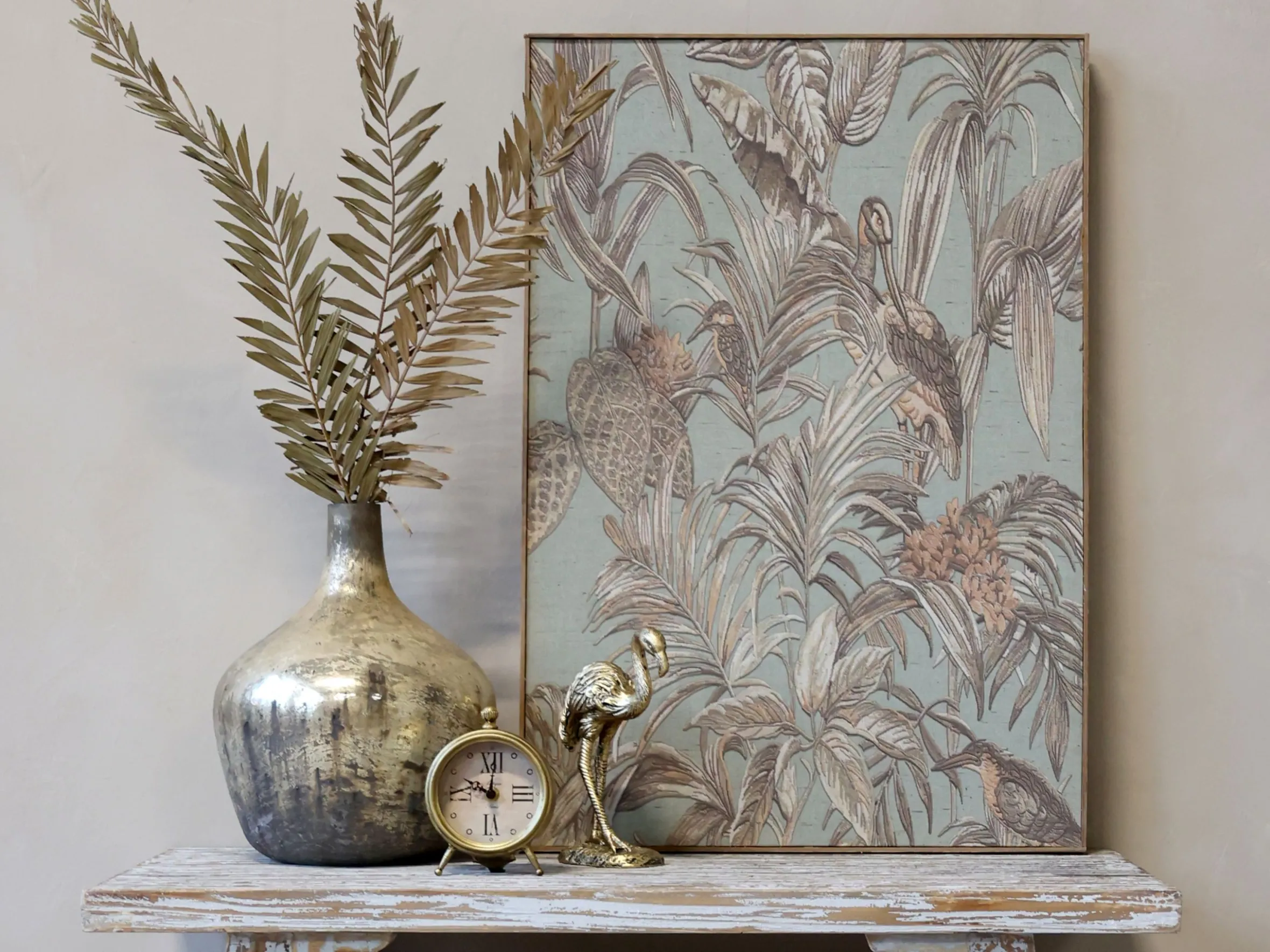 Vintage Wandbild Kranich Retro Druck 77 x 53 cm