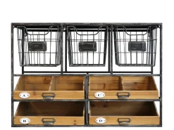 Vintage Wandregal Bruno 4 Schubladen 3 Gitterfächern Schwarz