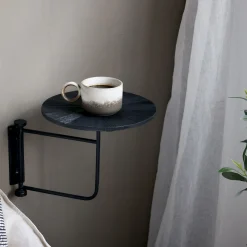 Vintage Wandtisch Nachttisch Schwarz Holz schwenkbar