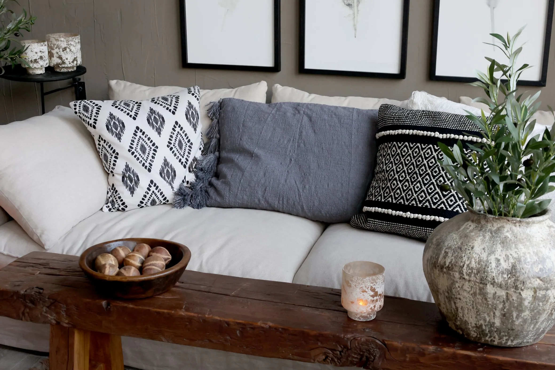 Vintage Wandtisch Nachttisch Schwarz Holz schwenkbar