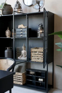 Vitrine Küchenschrank Industrial Factory Geschirrschrank Metall Vintage 3türig