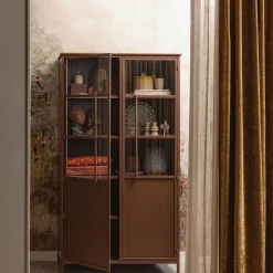 Vitrine Metallschrank Exhibit Industrial Metall / Glas Rotbraun 170