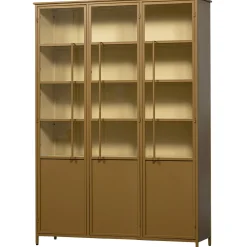 Vitrine Metallschrank Exhibit XL 3-türig Industrial Metall Glas Honiggelb