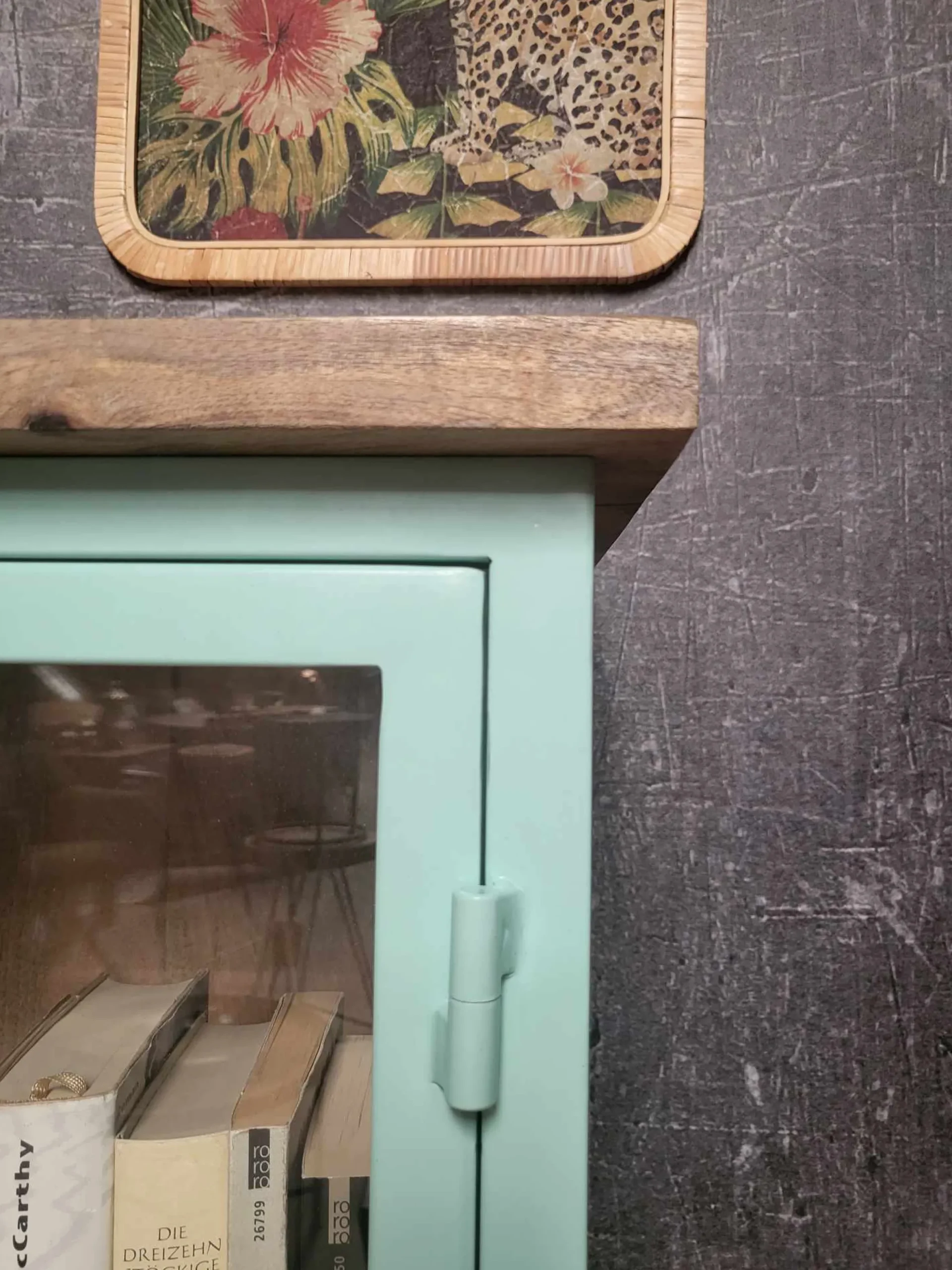 Vitrine Provence Vintage Metallkorpus Holz Azure 130