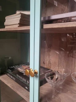 Vitrine Provence Vintage Metallkorpus Holz Azure 130