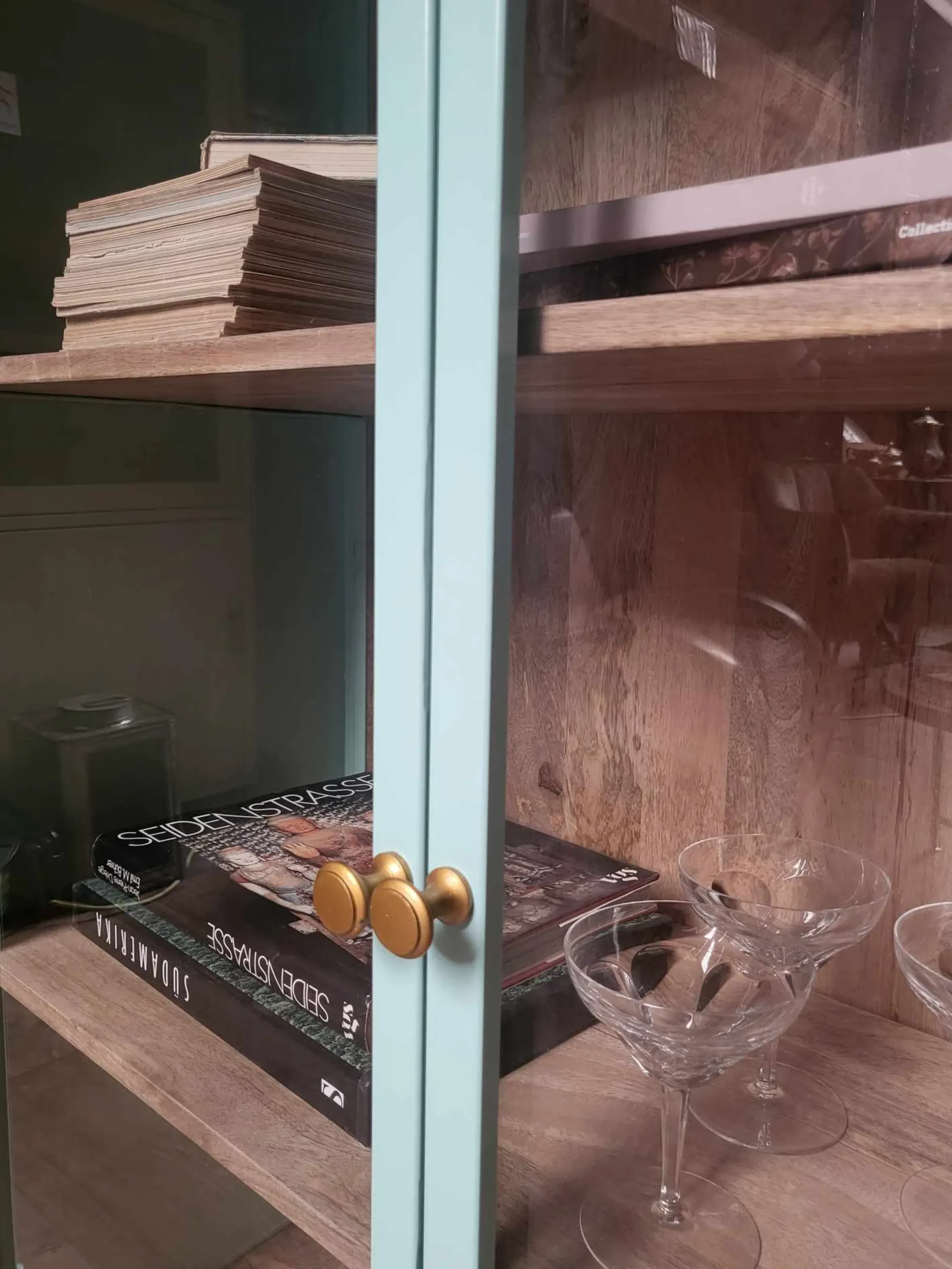 Vitrine Provence Vintage Metallkorpus Holz Azure 130