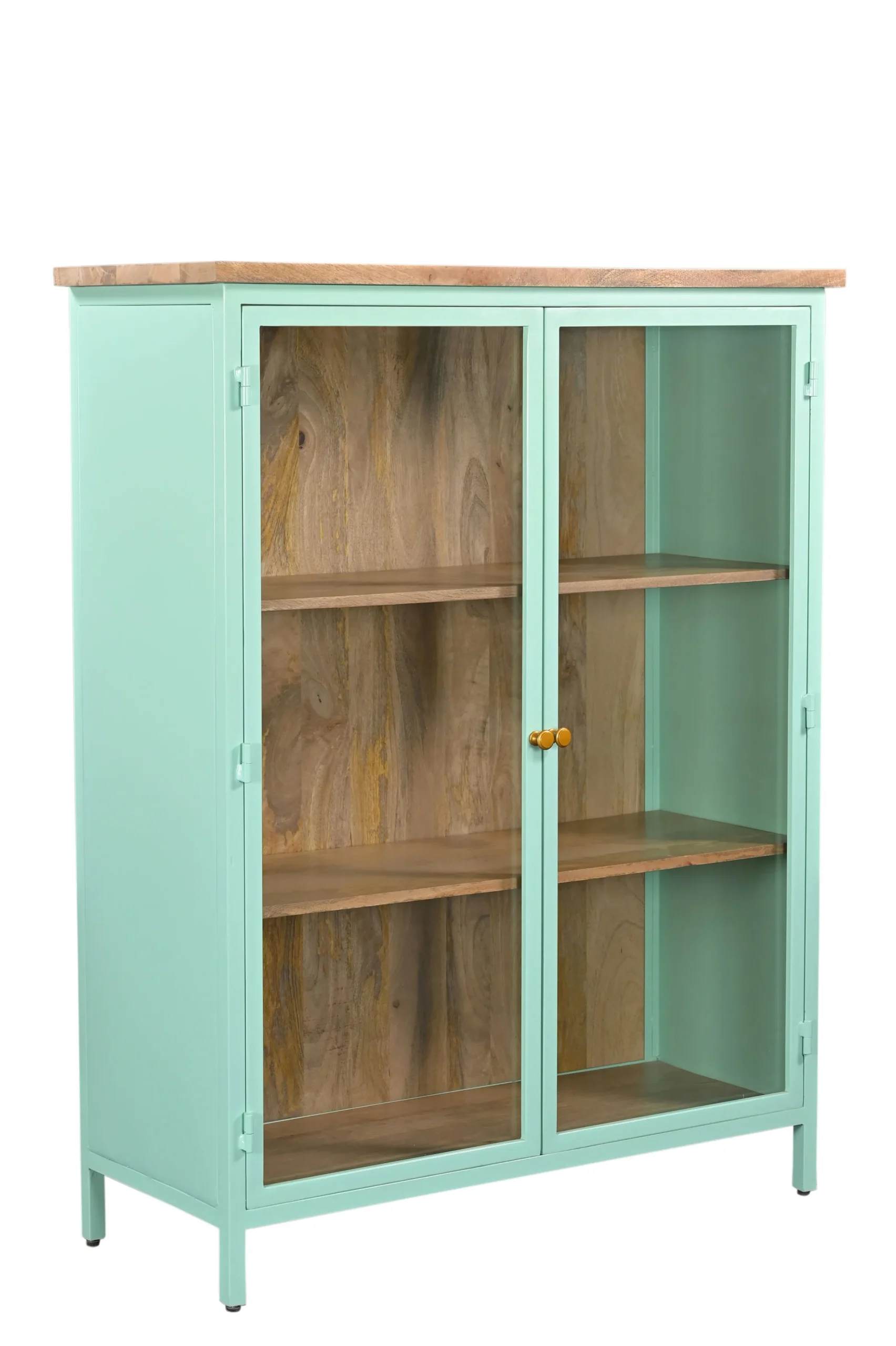 Vitrine Provence Vintage Metallkorpus Holz Azure 130