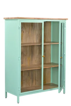 Vitrine Provence Vintage Metallkorpus Holz Azure 130