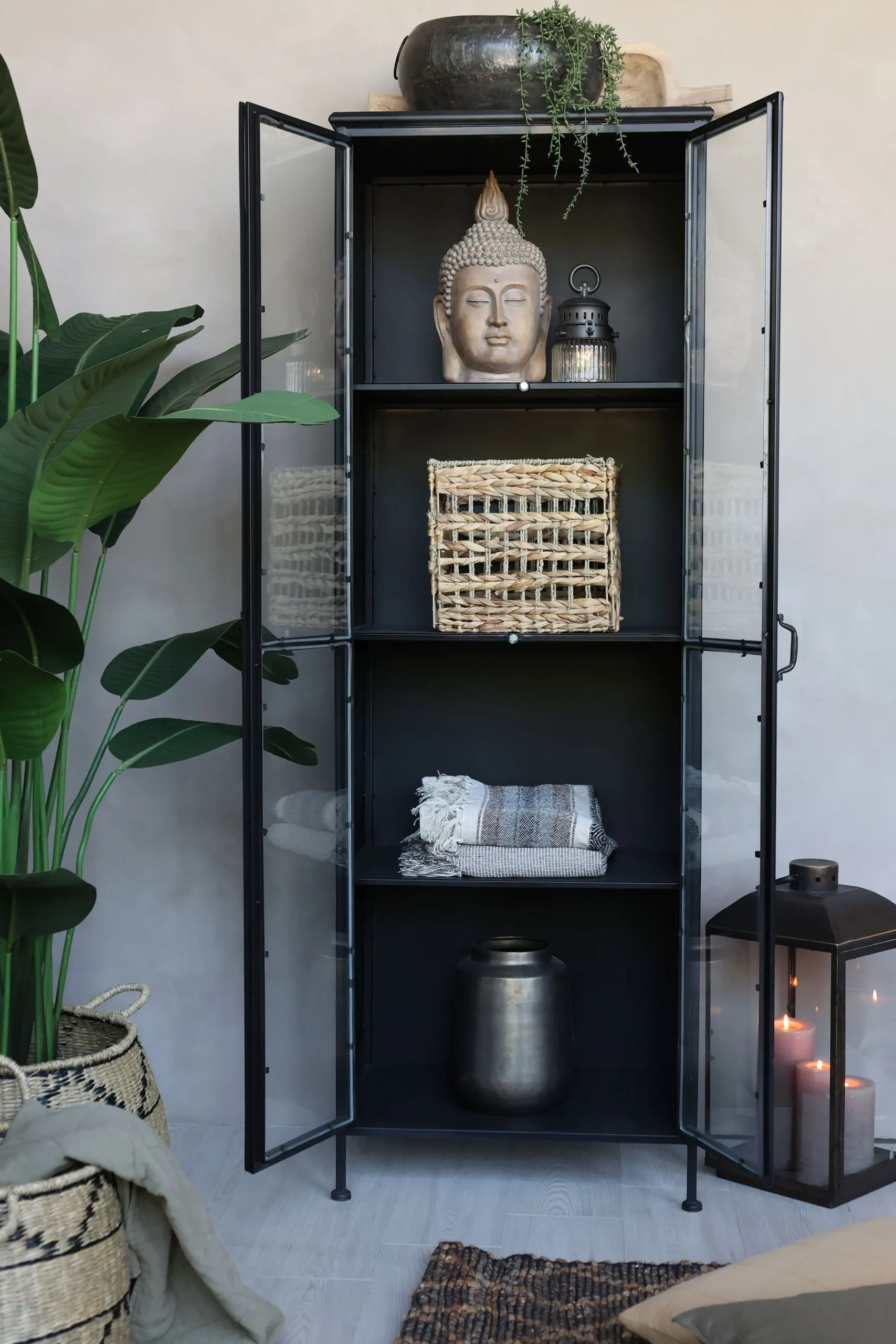 Vitrine Purist Vintage Industrial Metall/Glass Schwarz 180