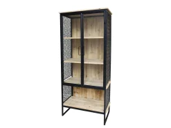 Vitrine Vence Industrial Ornament Metall Holz Glas