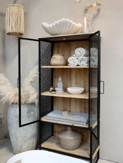 Vitrine Vence Industrial Ornament Metall Holz Glas