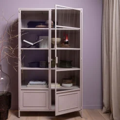 Vitrinenschrank Kabinett Ronja Vintage Metall Zartrosa